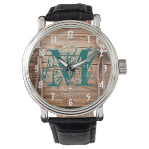 Reloj De Pulsera Country Rustic Wood Rope Nautical Knot Watch