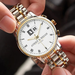 Reloj De Pulsera Couple Name Minimal Monogram Custom Name & Initial