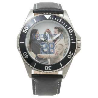 Reloj De Pulsera Couple's Photo with Transparent Jersey Name Number