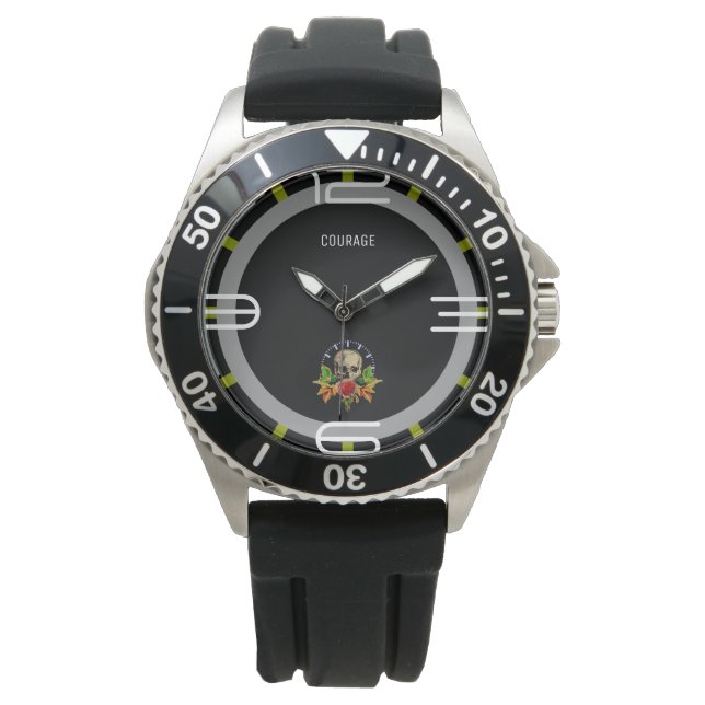 Reloj De Pulsera Courage Rosa Skull (Anverso)