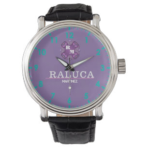Reloj De Pulsera Coustom name elegant pourple monogram