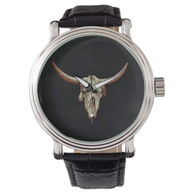 Reloj De Pulsera Cow Skull Brown Country Western Rustic Style (Anverso)