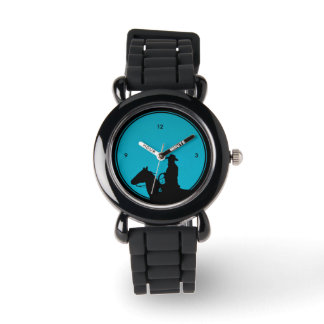 Reloj De Pulsera Cowboy Silhouette on Turquoise Watch