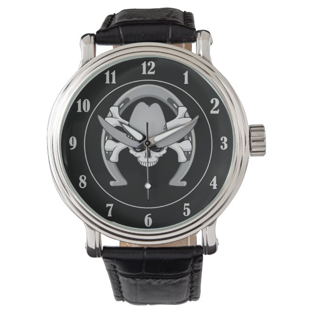 Reloj De Pulsera Cowboy Skull Horseshoe (Anverso)