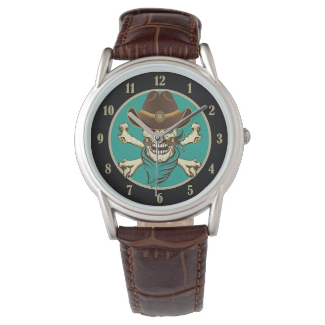Reloj De Pulsera Cowboy Skull y Crossbone (Anverso)
