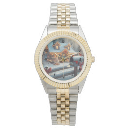 Reloj De Pulsera Cozy Christmas Cabin Winter Wonderland