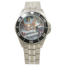 Reloj De Pulsera Cozy Christmas Cabin Winter Wonderland