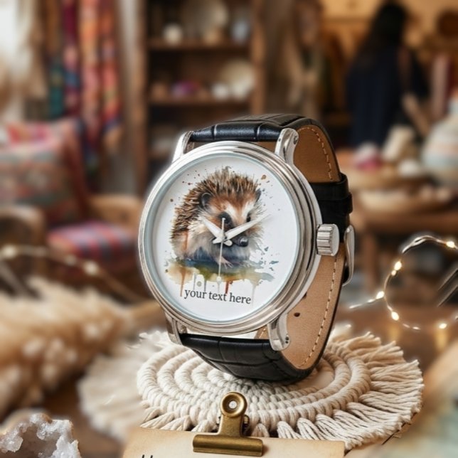 Reloj De Pulsera  Cozy Critter: Erizo en Acuarela, personalizado  (Subido por el creador)