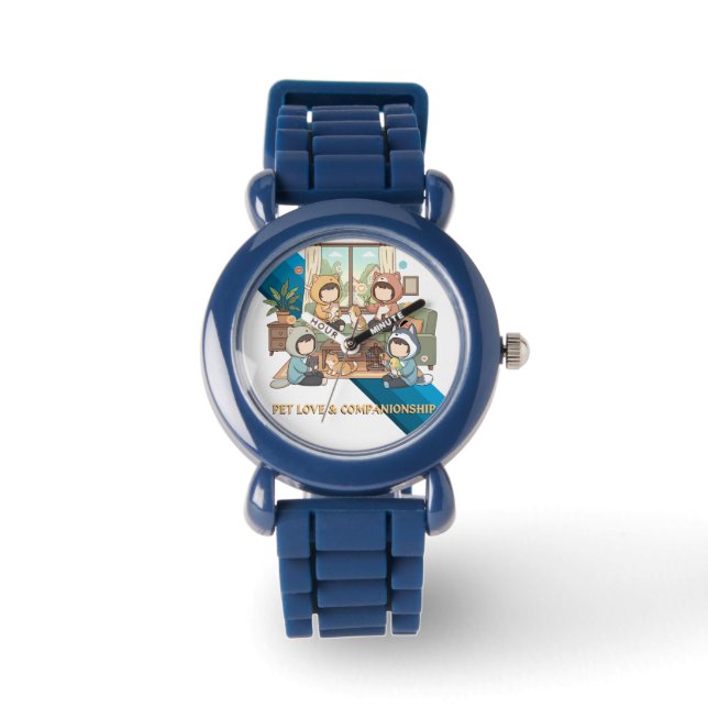 Reloj De Pulsera Cozy Pet Friends Chibi Anime Art (Anverso)