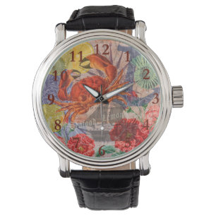 Reloj De Pulsera Crab Nautical Beach Art