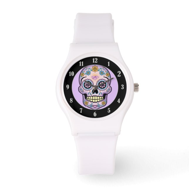 Reloj De Pulsera Cráneo de azúcar morado (Anverso)