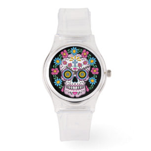 Reloj De Pulsera Cráneo de Dia de los Muertos Sugar