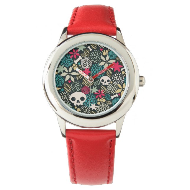Reloj De Pulsera Cráneo de flores (Anverso)