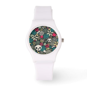 Reloj De Pulsera Cráneo de flores