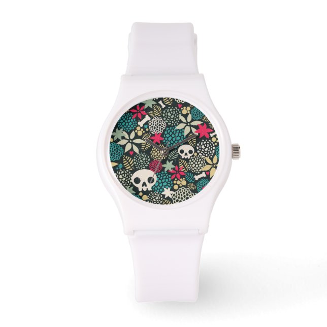 Reloj De Pulsera Cráneo de flores (Anverso)