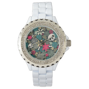 Reloj De Pulsera Cráneo de flores