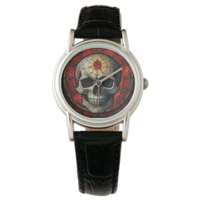 Reloj De Pulsera Cráneo de vidrio manchado (Anverso)