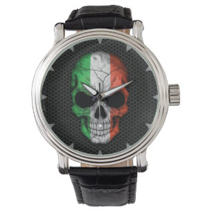 Reloj De Pulsera Cráneo italiano de la bandera en el gráfico de