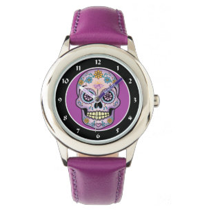 Reloj De Pulsera Cráneo púrpura del azúcar