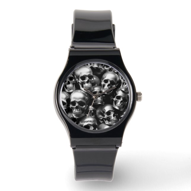 Reloj De Pulsera Cránulos de plata LITE EXISTENCIAL Unisex (Anverso)