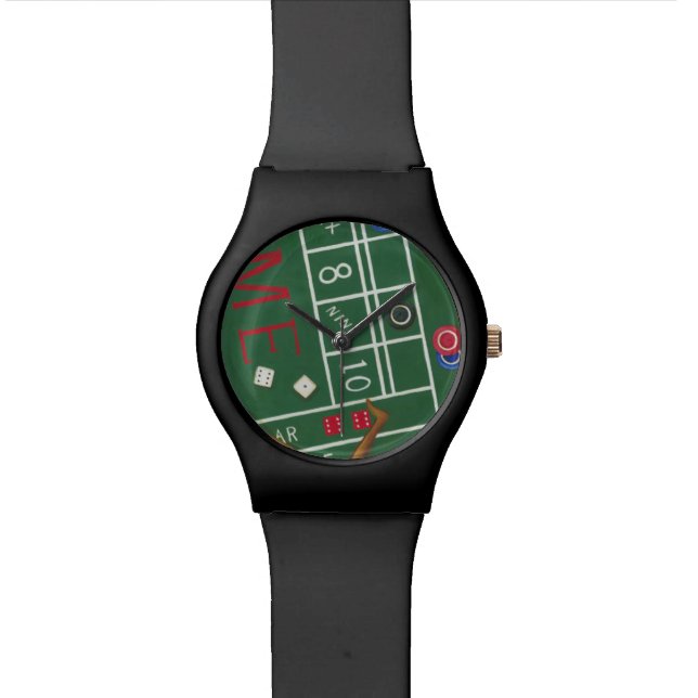Reloj De Pulsera Craps de Casino con Chips y dados (De cerca)