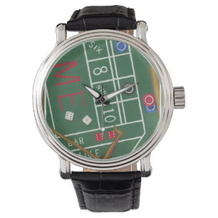 Reloj De Pulsera Craps de Casino con Chips y dados