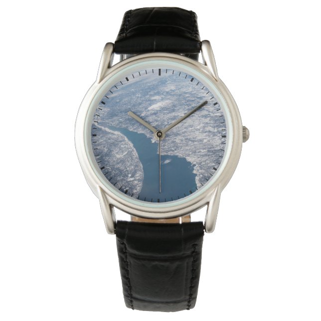 Reloj De Pulsera Cráter Manicouagan Y El Río St. Lawrence (Anverso)