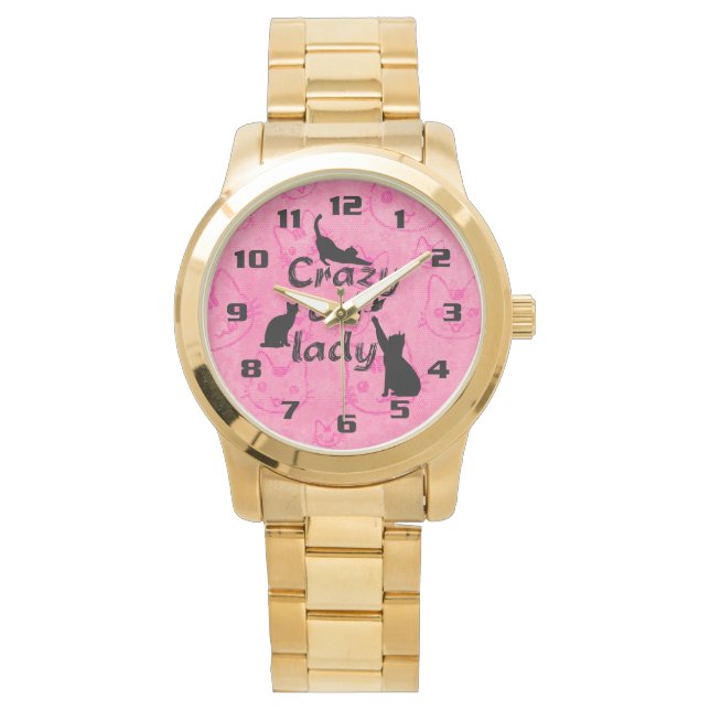 Reloj De Pulsera Crazy Cat Lady Divertida Funny y Guay Playas Gatos (Anverso)