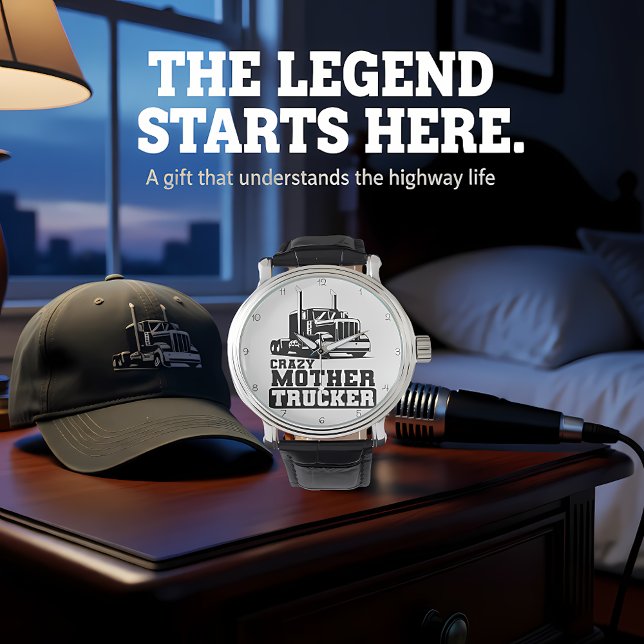 Reloj De Pulsera Crazy Mother Trucker: Blanco y Negro (Subido por el creador)