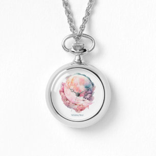 Reloj De Pulsera Crea tu Propia Magia Lunar de Amor Rosa Nublada Lu