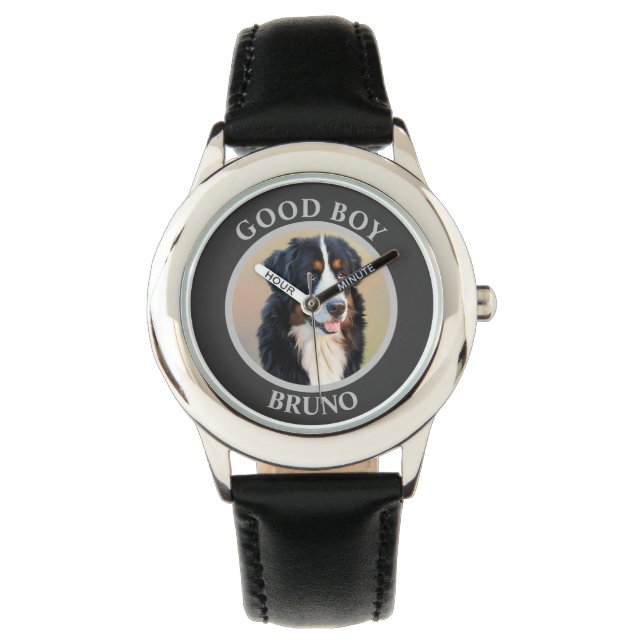 Reloj De Pulsera Crea tu propio retrato Mascota foto gris moderno (Anverso)