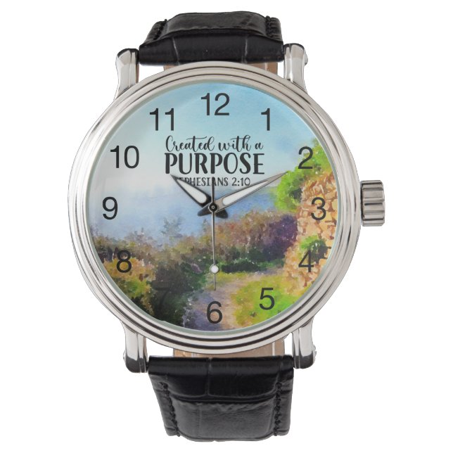 Reloj De Pulsera Creado con un fin Efesios 2:10 Watch (Anverso)