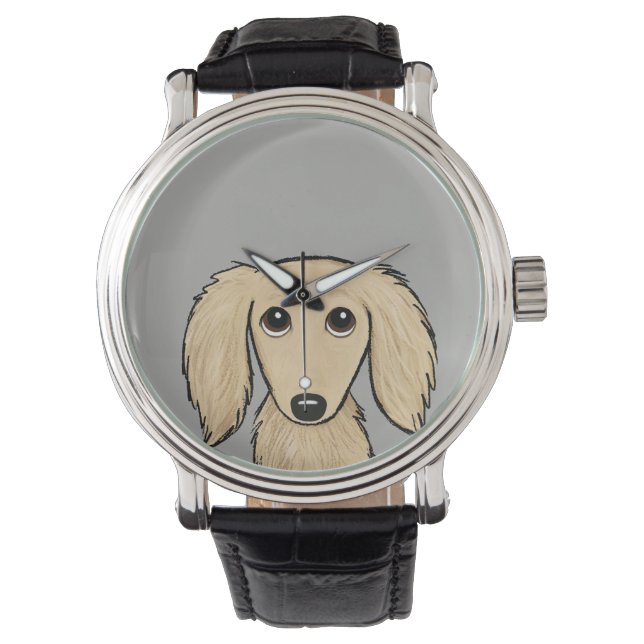 Reloj De Pulsera Cream Dachshund | Perro Personalizado Wiener (Anverso)