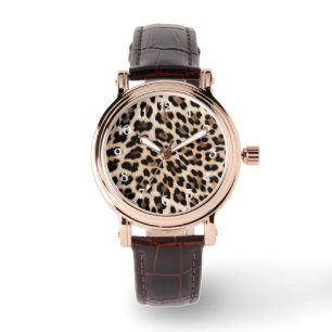 Reloj De Pulsera Creamy Brown Black Leopard Print