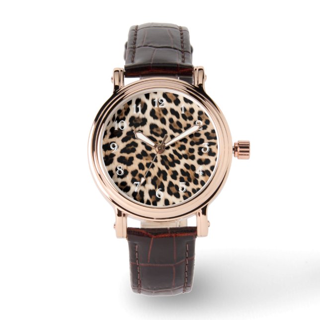 Reloj De Pulsera Creamy Brown Black Leopard Print (Anverso)