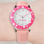 Reloj De Pulsera Crear un nombre personalizado Chicas personalizado<br><div class="desc">Crea tu propio reloj de pulsera de acero inoxidable y correa rosada de chica personalizada. Para editar esta plantilla de diseño, simplemente edite los campos de texto como se muestra arriba. Incluso puede agregar más texto o imágenes, fuentes personalizares y colores. Adelante, crea una maravillosa personalizado que vigila a la...</div>