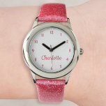 Reloj De Pulsera Crear un nombre personalizado Chicas personalizado<br><div class="desc">Crea tu propio reloj de pulsera de acero inoxidable, chicas, divertido correa de purpurina rosada y personalizada. Para editar esta plantilla de diseño, simplemente edite los campos de texto como se muestra arriba. Incluso puede agregar más texto o imágenes, fuentes personalizares y colores. Adelante, crea una maravillosa personalizado que vigila...</div>