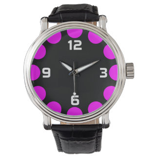 Reloj De Pulsera Creciente de Color - Magenta sobre Negro