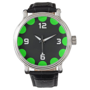 Reloj De Pulsera Creciente de Color - Verde sobre Negro