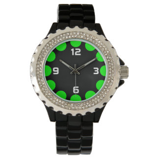 Reloj De Pulsera Creciente de color - Verde sobre negro