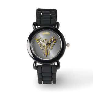 Reloj De Pulsera Creciente Flamal De Oro De Golden Phoenix Con Somb