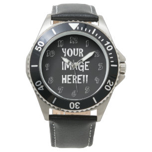 Reloj De Pulsera Cree su propio cuero negro de acero inoxidable