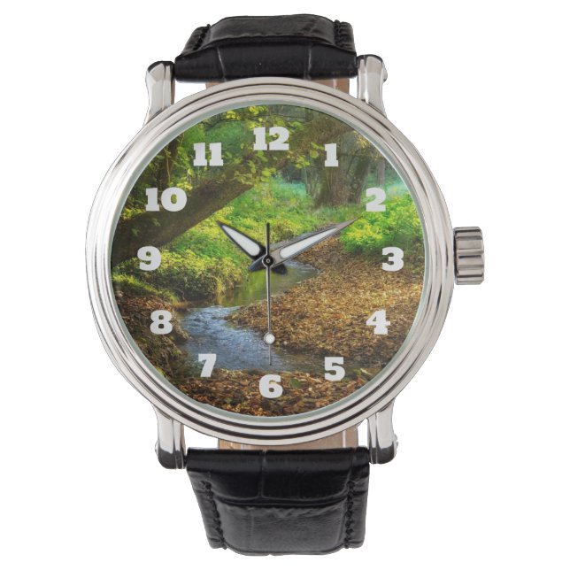 Reloj De Pulsera Creek forestal Hermoso paisaje natural Foto (Anverso)