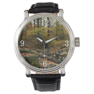 Reloj De Pulsera Creek otoñal con reflexión en Laurel Hill Park