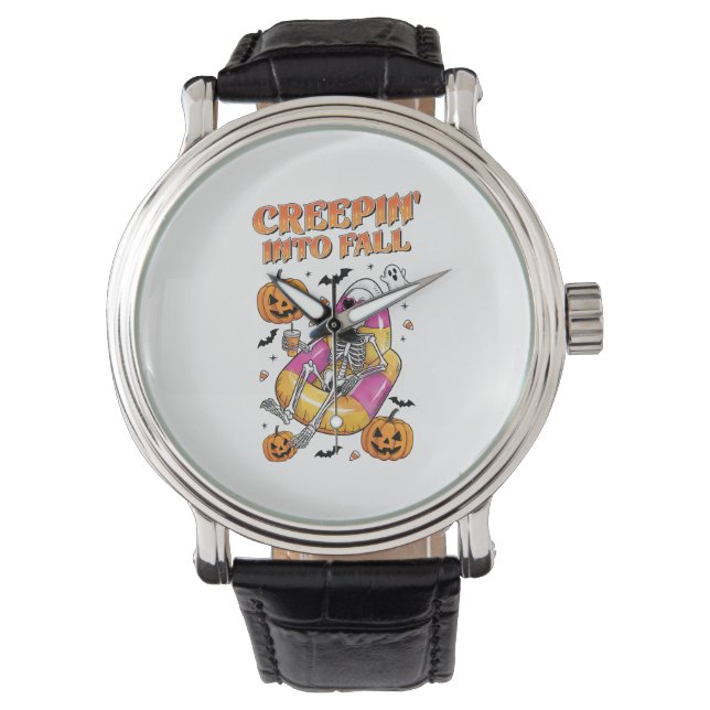 Reloj De Pulsera Creepin retro en Halloween otoñal (Anverso)