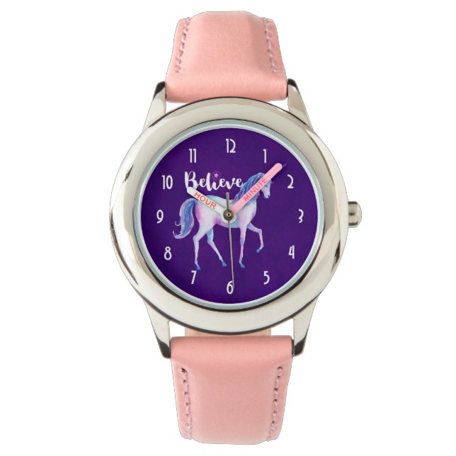 Reloj De Pulsera Creer con unicornio en colores pastel (Anverso)