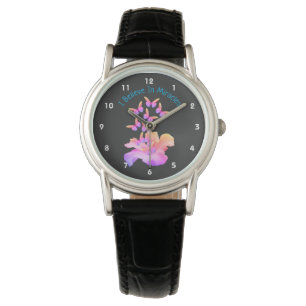 Reloj De Pulsera Creer En Los Milagros Hibiscus Flores Mariposas
