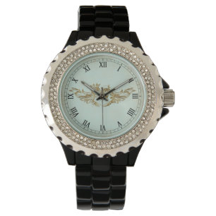 Reloj De Pulsera Crema vintage del corazón alado Aqua