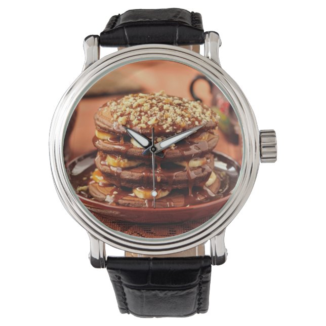 Reloj De Pulsera Crepes de chocolate con plátanos y caramelo (Anverso)