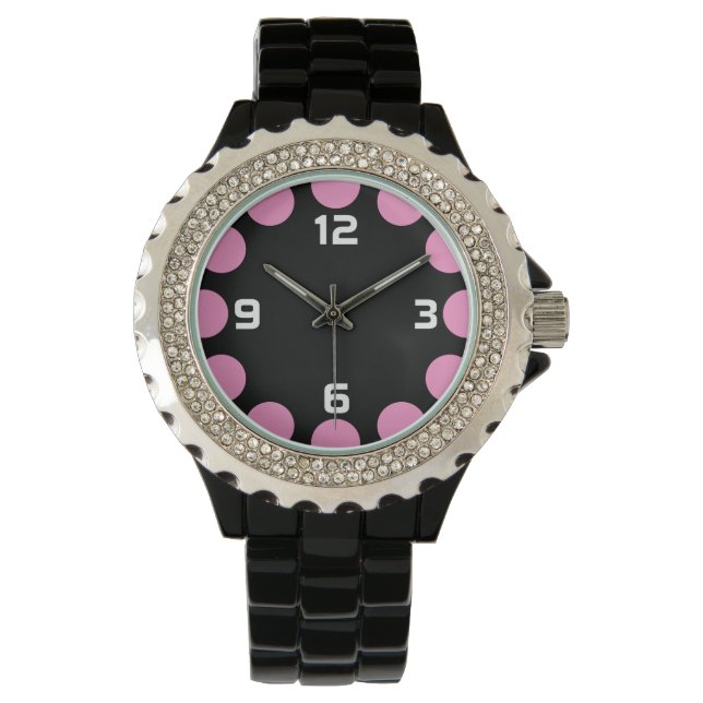 Reloj De Pulsera Crescent Color - Rosa sobre Negro (Anverso)